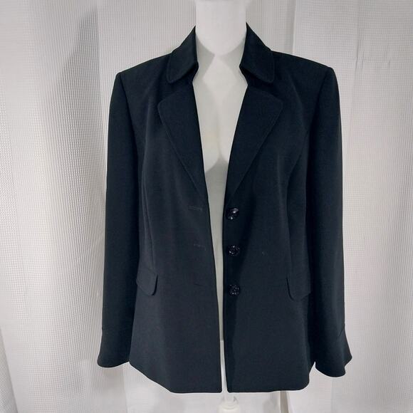 TAHARI! IMPECCABLY TAILORED BLACK 3 BUTTON FRONT JACKET, BLAZER! SZ 16 - Picture 3 of 7